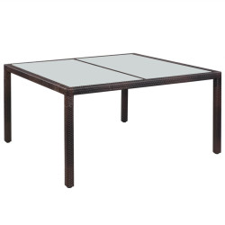 Puutarhapöytä 150x90x75 cm ruskea polyrottinki ja lasi