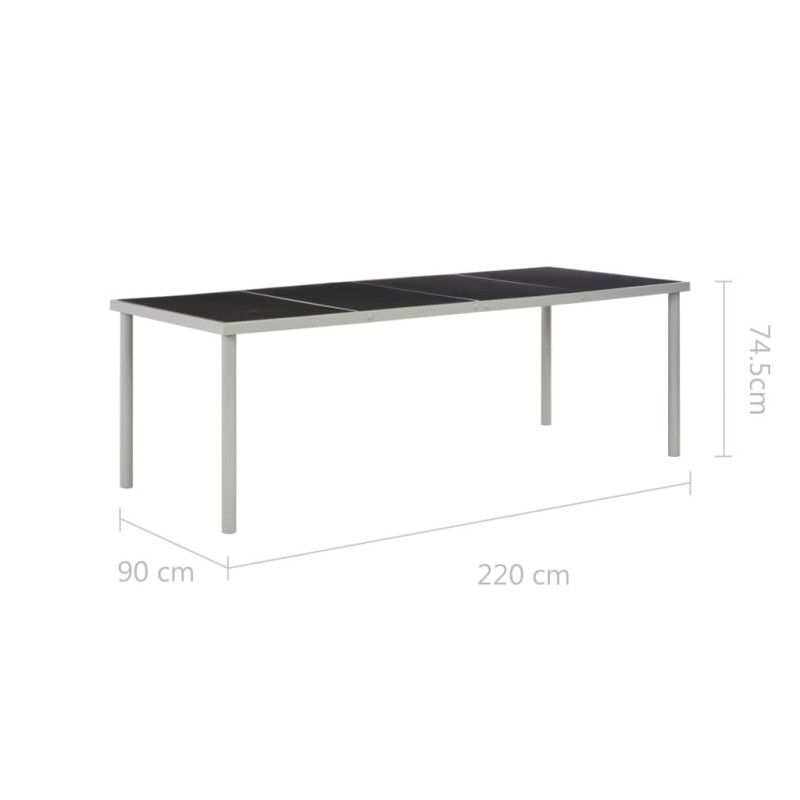 Puutarhapöytä musta 220x90x74,5 cm teräs