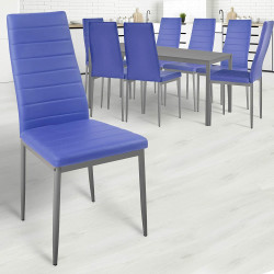 Ruokapöydän tuolit Keinonahka, 8 kpl Sininen