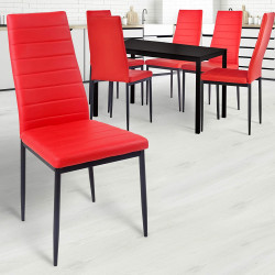 Ruokapöydän tuolit Keinonahka, 6 kpl Punainen