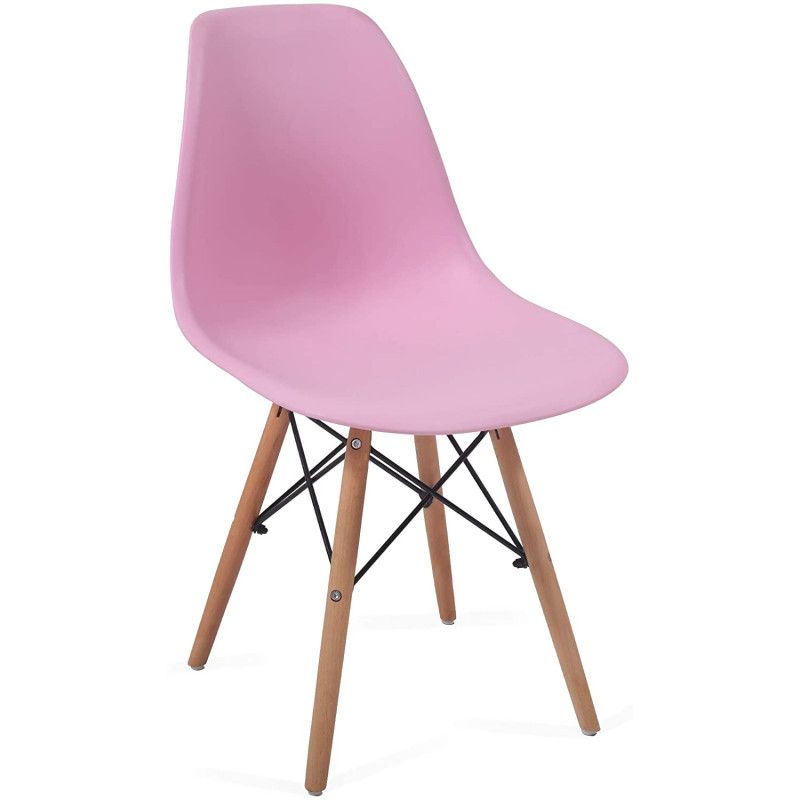 Ruokapöydän tuolit pyökkipuisilla jaloilla, 4kpl Vaaleanpunainen