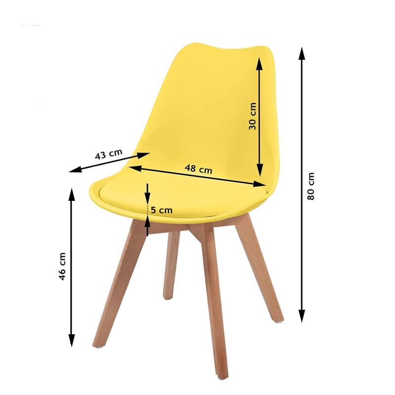 Ruokapöydän tuolit pehmusteella, 6kpl Keltainen