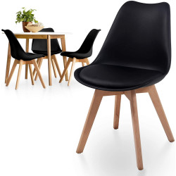 Ruokapöydän tuolit pehmusteella, 4kpl Musta