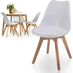 Ruokapöydän tuolit pehmusteella, 4kpl Valkoinen