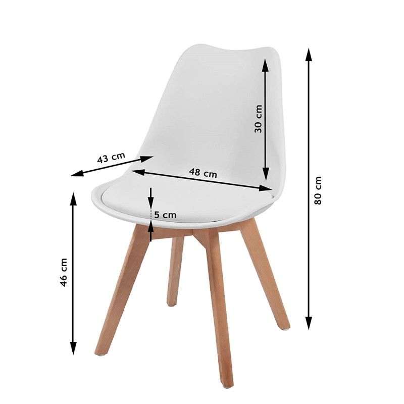 Ruokapöydän tuolit pehmusteella, 6kpl Valkoinen