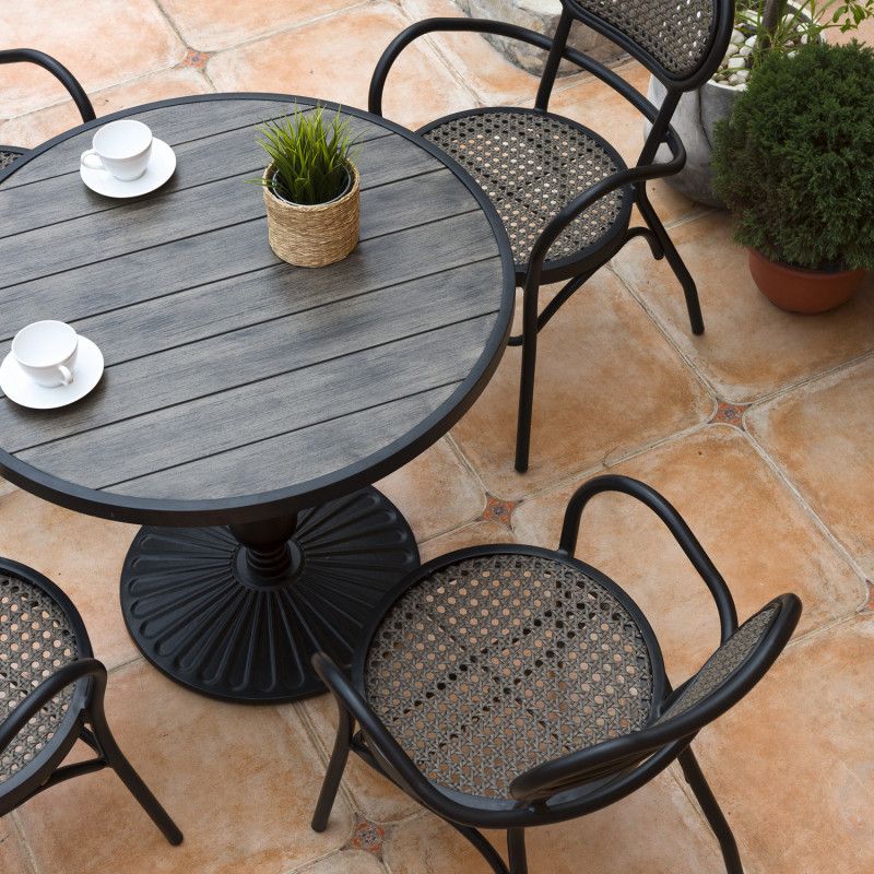 Puutarharyhmä Bolgheri, pöytä ja 4 tuolia, harmaa-ruskea