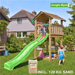 Jungle Gym Cottage Leikkitornikokonaisuus, Vihreä liukumäki ja hiekka 120kg