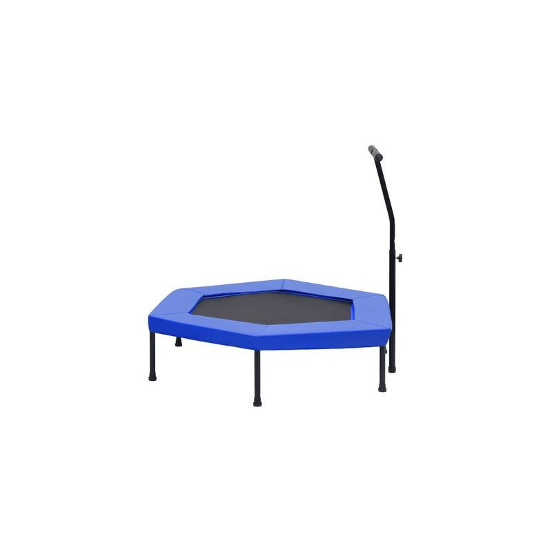 Fitness trampoliini kahvalla ja turvatyynyllä kuusikulmio 122cm