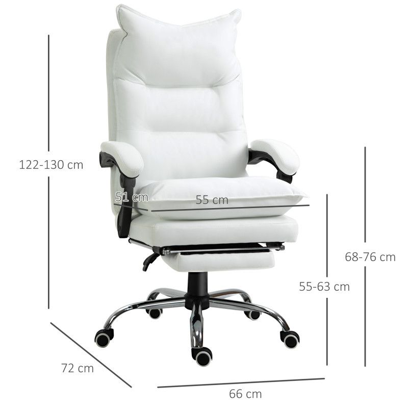 Työpöytätuoli jalkatuella, korkea selkänoja, Valkoinen