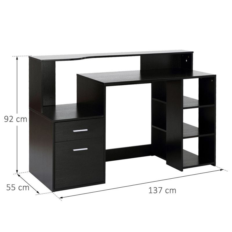 Musta Tietokonepöytä 137 x 55 x 92 cm