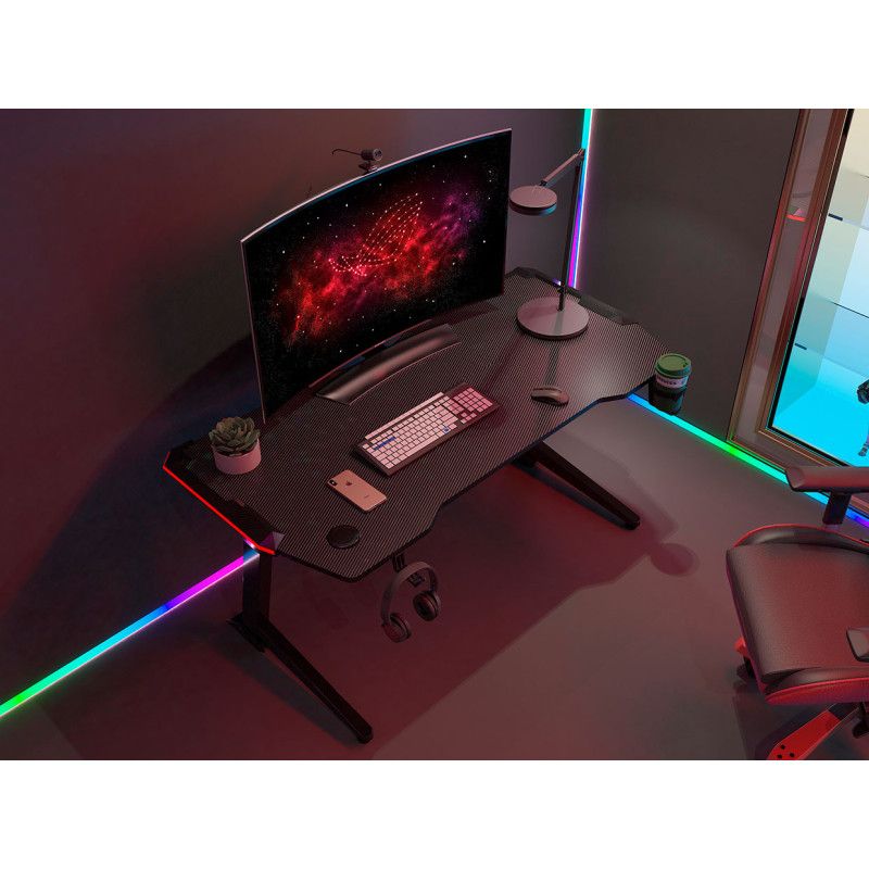 Pohjola Indoor RIKHARTTI pelipöytä RGB-valoilla, musta, sähköinen korkeudensäätö