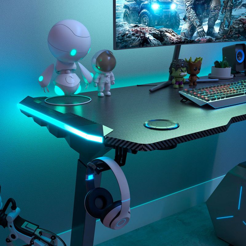 Pohjola Indoor RIKHARTTI pelipöytä RGB-valoilla, musta, sähköinen korkeudensäätö