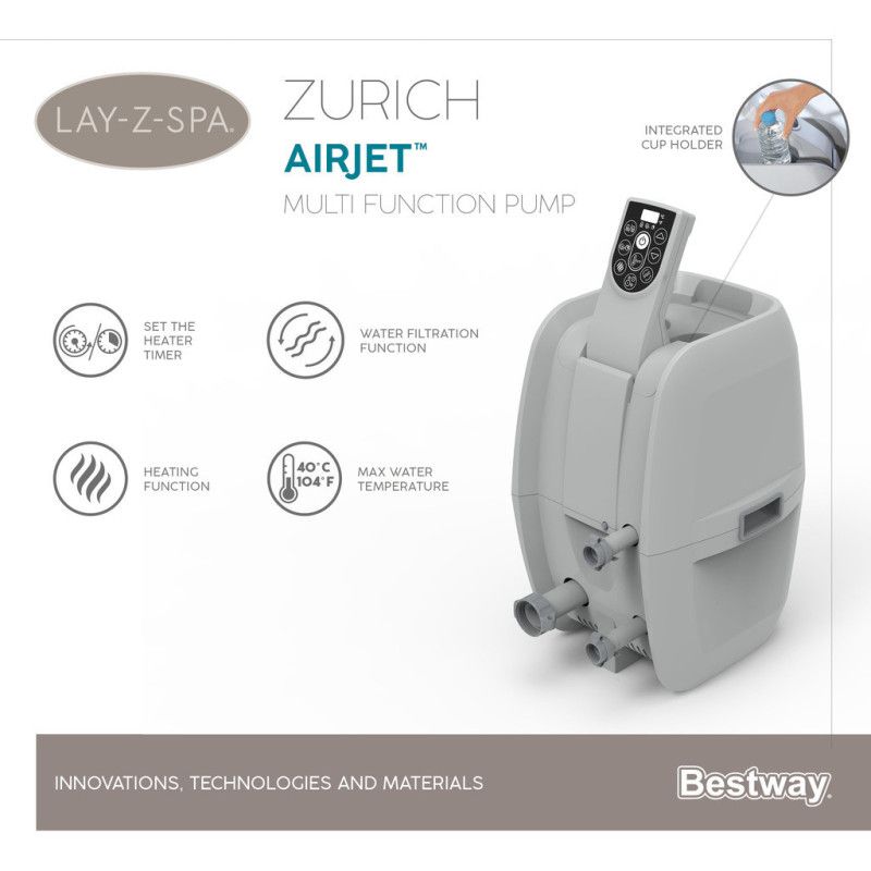 Bestway Lay-Z-Spa Zurich Airjet - Ilmatäytteinen Poreallas, 180 X 66cm