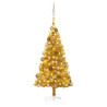 Kultainen joulukuusi LED-valoilla ja palloilla 180cm