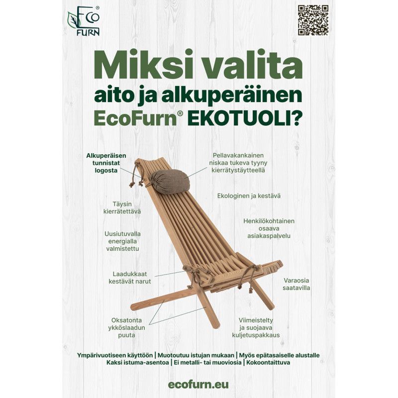 Puutarhatuoli EcoFurn Ekotuoli Mänty Musta
