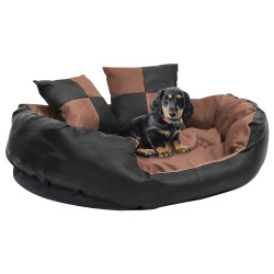 Kaksipuolinen pestävä koiran tyyny musta ja ruskea 85x70x20 cm