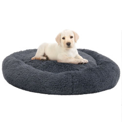Pestävä koiran/kissan tyyny tummanharmaa 90x90x16 cm plyysi