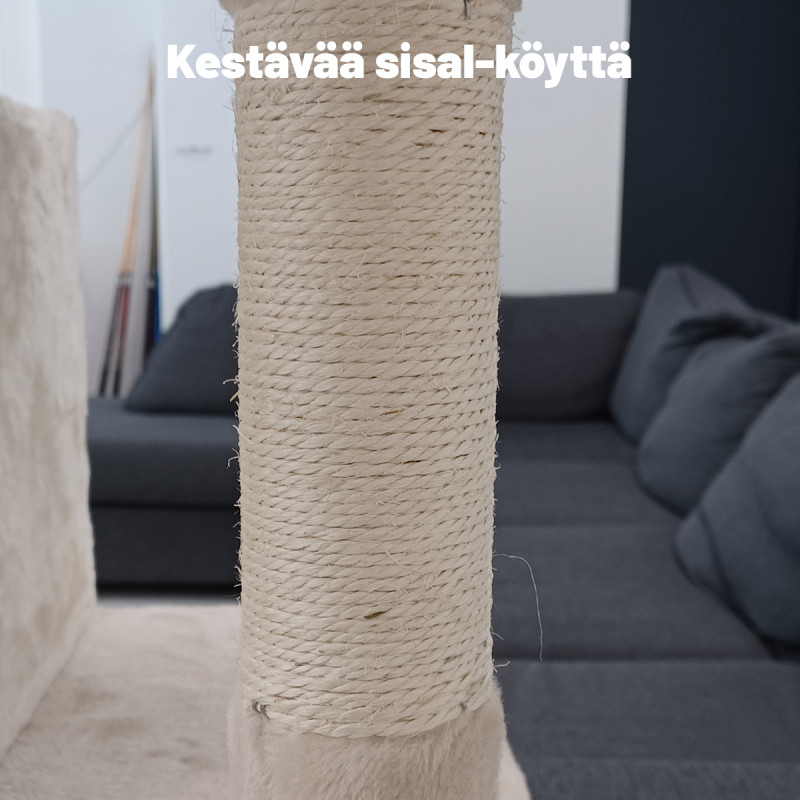 POHJOLAN LEMMIKKITARVIKE Kissojen raapimis-/kiipeilypuu 206 cm, beige