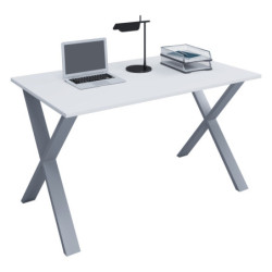 Tietokonepöytä "Lona" 140x50 X-jalat, harmaa / valkoinen