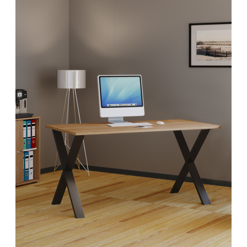 Tietokonepöytä "Lona" 140x50 X-jalat, musta / puu