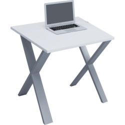 Tietokonepöytä "Lona" 80x80 X-jalat, harmaa / valkoinen