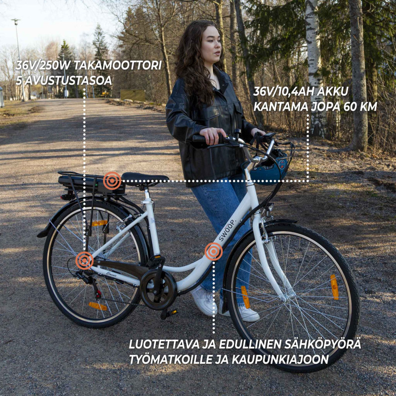 SWOOP SÄHKÖPYÖRÄ CLASSIC 28" WOMAN WHITE