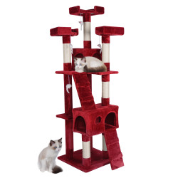 Kissan kiipeily-/raapimispuu 170 cm, viininpunainen