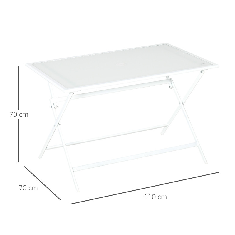 Puutarhapöytä metalli lasi 110 x 70 x 70 cm