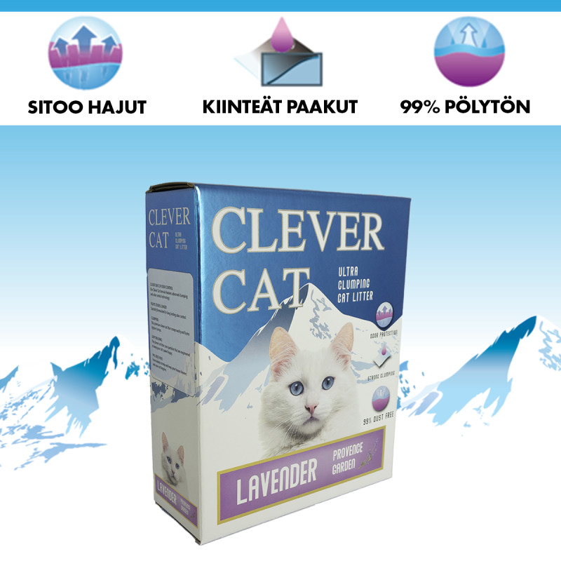 Kissanhiekka CLEVER CAT Laventeli, 99% Pölytön, 6L