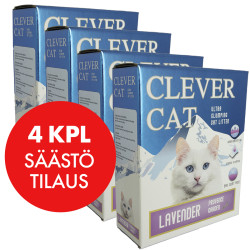 Kissanhiekka CLEVER CAT Laventeli, 99% Pölytön, 4 x 6L