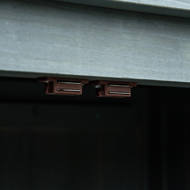 Outsunny puutarhavaja puinen työkaluvaja katto bitumikartonki lamelliovet harmaa 87 x 46,5 x 160 cm