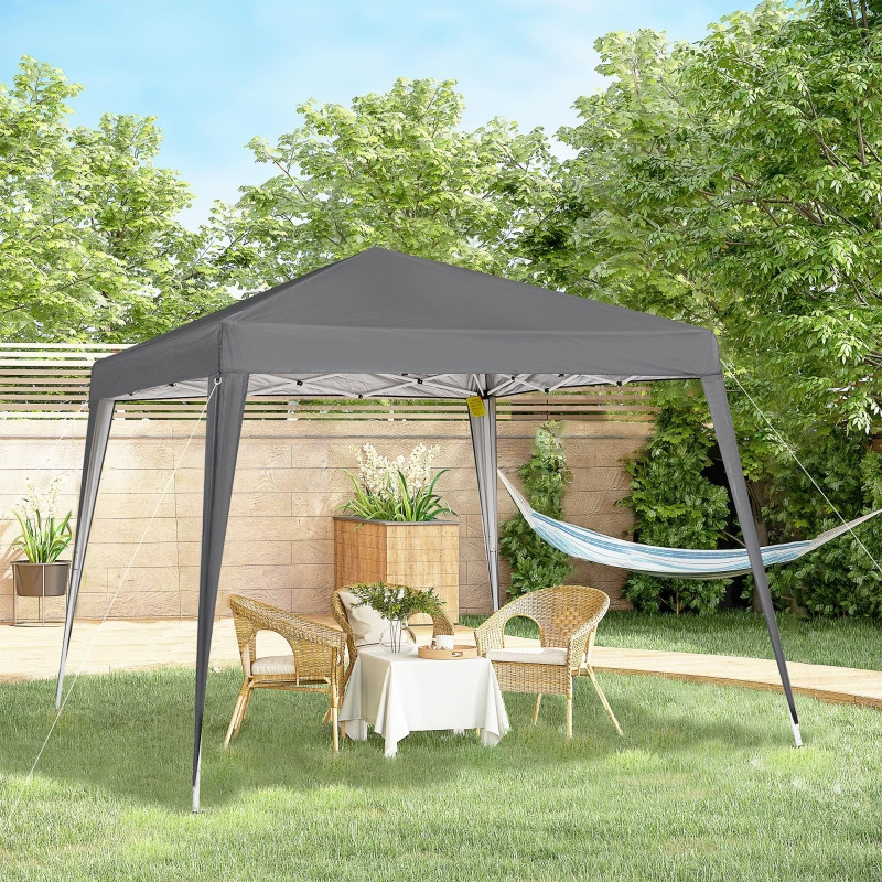 Pop-up juhlateltta 2,4 x 2,4 m, kokoontaitettava teltta UV-suojalla, harmaa