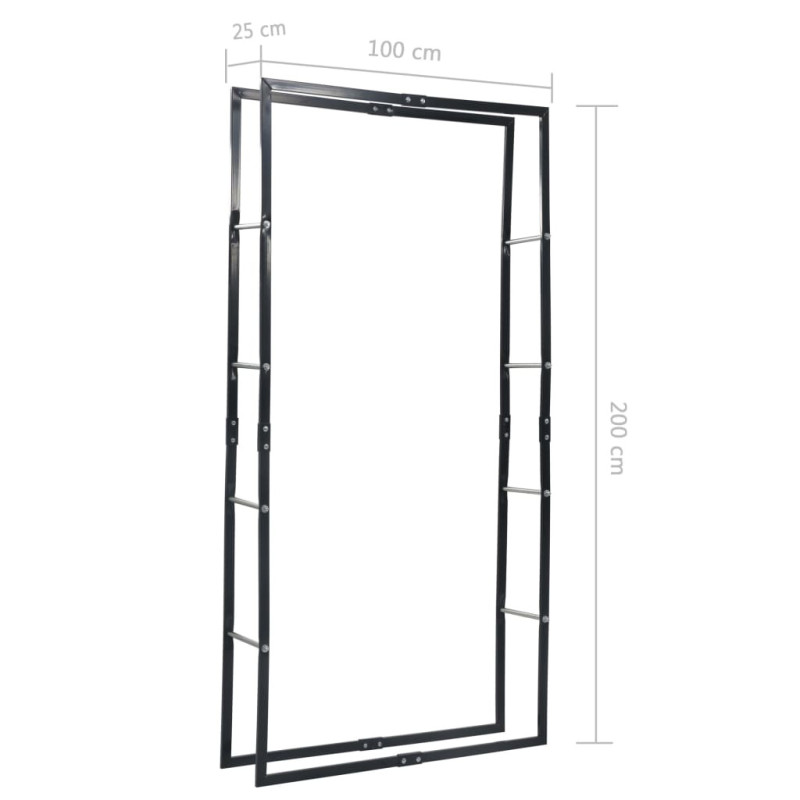 Polttopuuteline musta 100x25x200 cm teräs