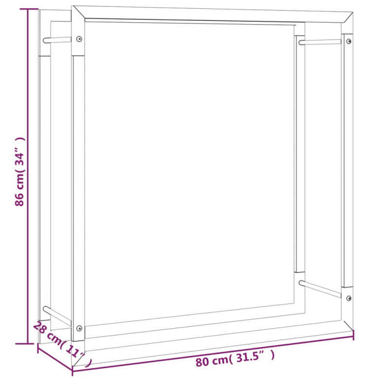 Polttopuuteline mattamusta 80x28x86 cm teräs