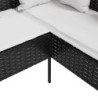 L-muotoinen sohva tyynyillä polyrottinki musta