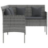 L-muotoinen sohva tyynyillä polyrottinki harmaa