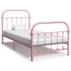 Sängynrunko pinkki metalli 100x200 cm