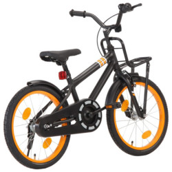 Lasten pyörä etutarakalla 18" musta ja oranssi