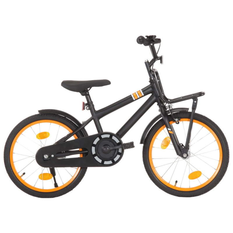 Lasten pyörä etutarakalla 18" musta ja oranssi