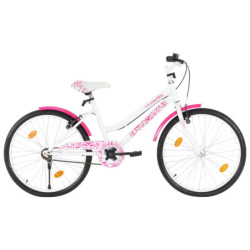 Lasten pyörä 24" pinkki ja valkoinen