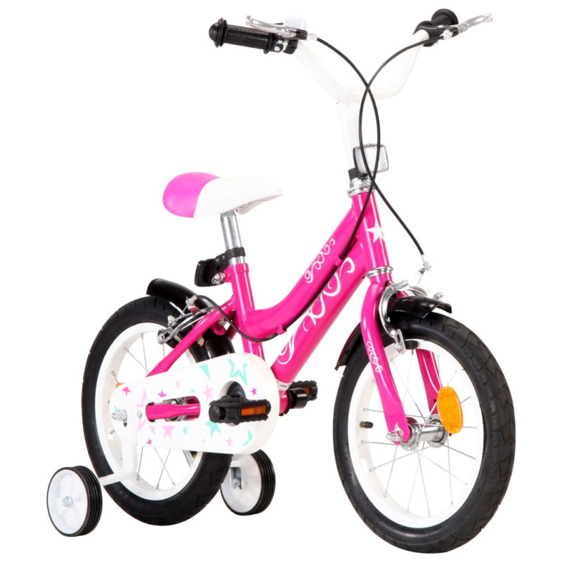 Lasten pyörä 14" musta ja pinkki