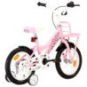 Lasten pyörä etutarakalla 14" valkoinen ja pinkki