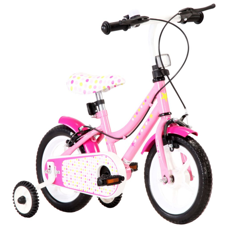 Lasten pyörä 12" valkoinen ja pinkki