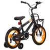 Lasten pyörä etutarakalla 14" musta ja oranssi
