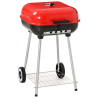 Outsunny puuhiiligrilli grilli vaunu vedenkeitin grilli pyörillä hylly kannella BBQ metalli punainen 48 x 52.5 x 79.5cm