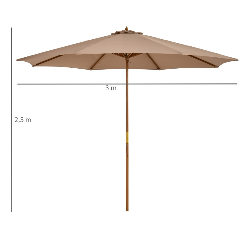 Outsunny aurinkovarjo 300 cm puinen aurinkovarjo puutarhan aurinkovarjo bambu khaki
