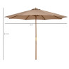 Outsunny aurinkovarjo 300 cm puinen aurinkovarjo puutarhan aurinkovarjo bambu khaki