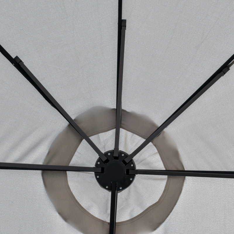 Outsunny aurinkovarjo LED 4.5m  puutarhaan, soikea vaaleanharmaa + musta