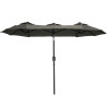 Outsunny aurinkovarjo, puutarhavarjo, kallistettava, käsikahva, tuulivarjo, polyesteri+teräs, harmaa, 285 x 147 cm.