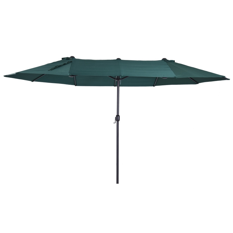 Outsunny aurinkovarjo puutarhasateenvarjo, käsikampi tummanvihreä soikea 460 x 270 x 240 cm